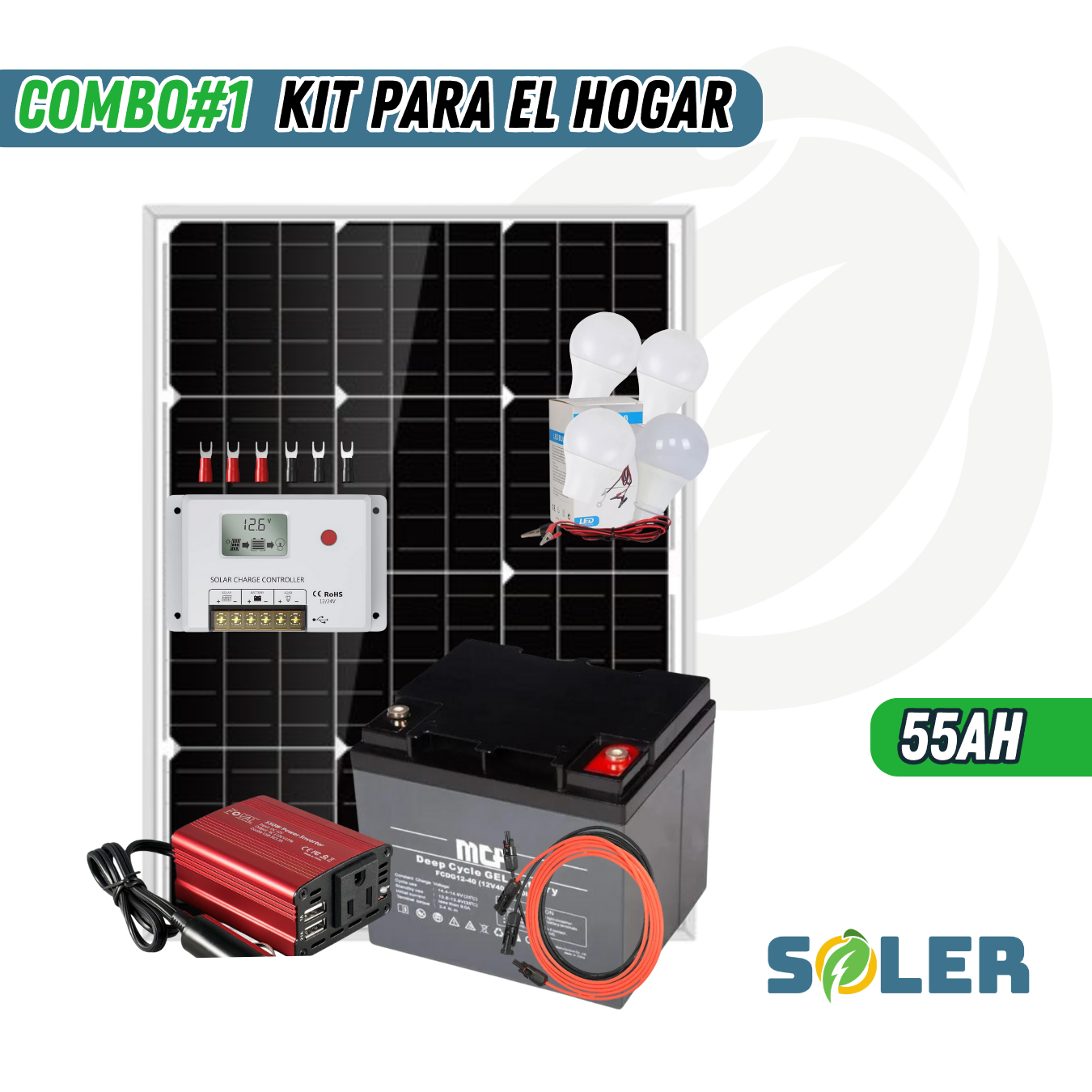 KIT DE SISTEMA SOLAR 55AH