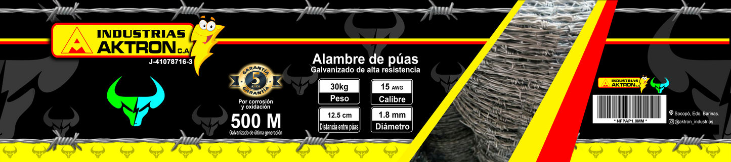 Alambre de Púas Ganadero 30Kg - 500m