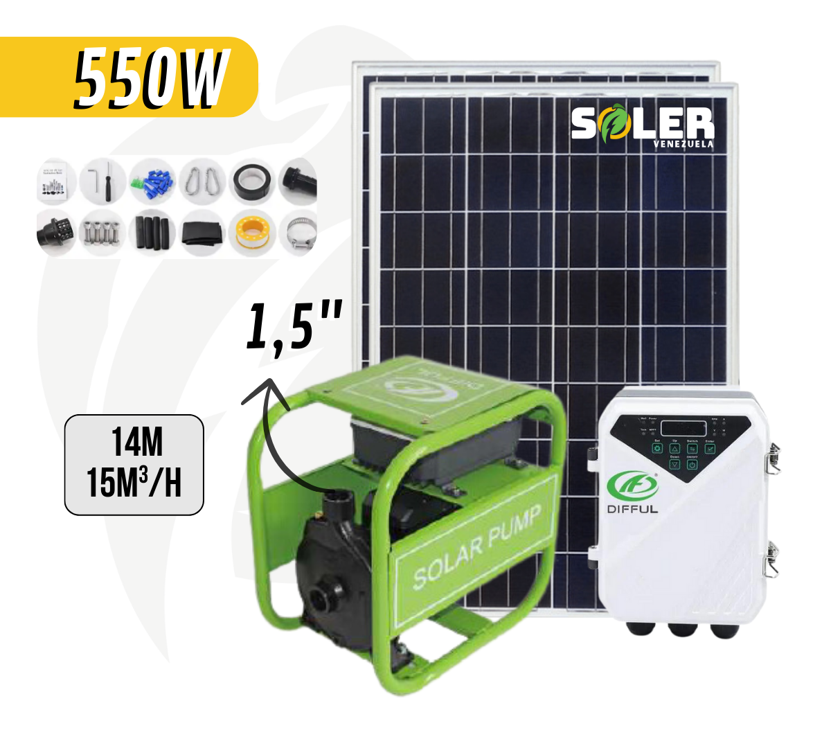 Bomba Solar Superficial 1.5" 14m 48V-550W