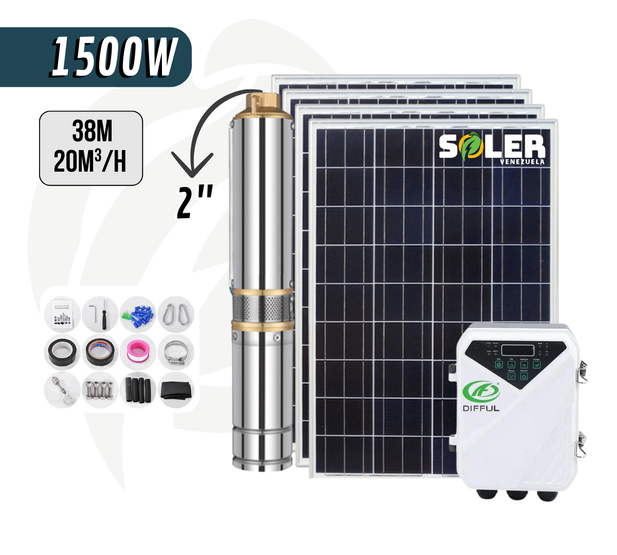 Bomba Solar Sumergible DLR 4" 38m 110V-1500W