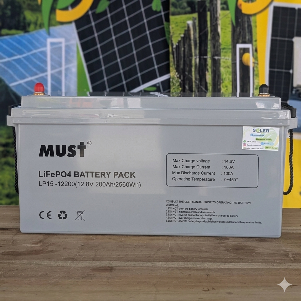 Batería de Litio LiFePO4 Must 12.8V - 200Ah | 6000 Ciclos