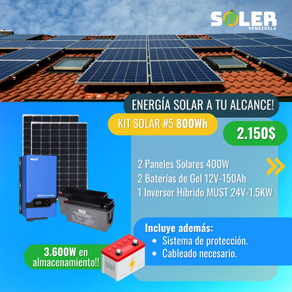 KIT SOLAR HÍBRIDO 800Wh