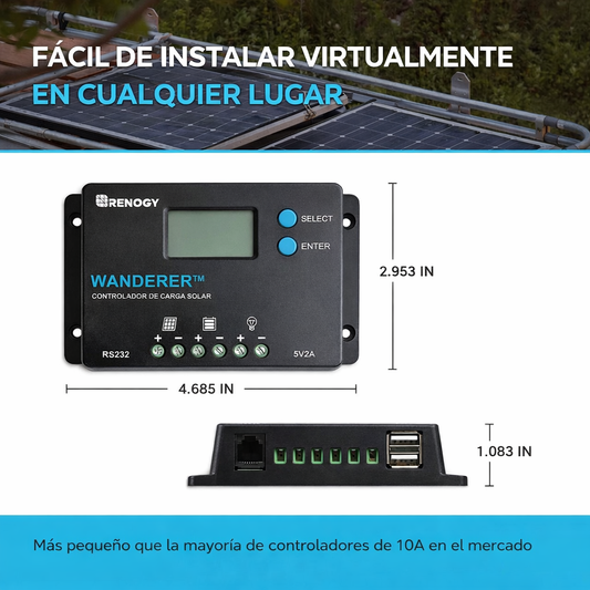 Controlador de Carga Solar Renogy Wanderer PWM 10A