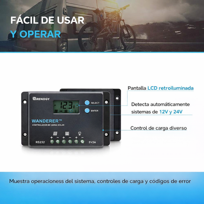 Controlador de Carga Solar Renogy Wanderer PWM 10A