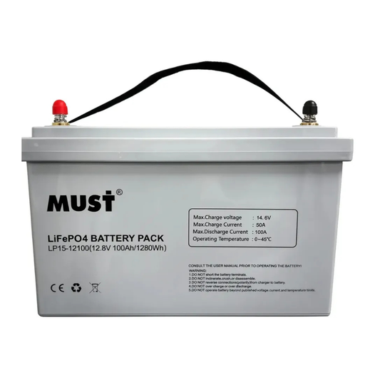 Batería de Litio LiFePO4 Must 12.8V - 100Ah | 6000 Ciclos