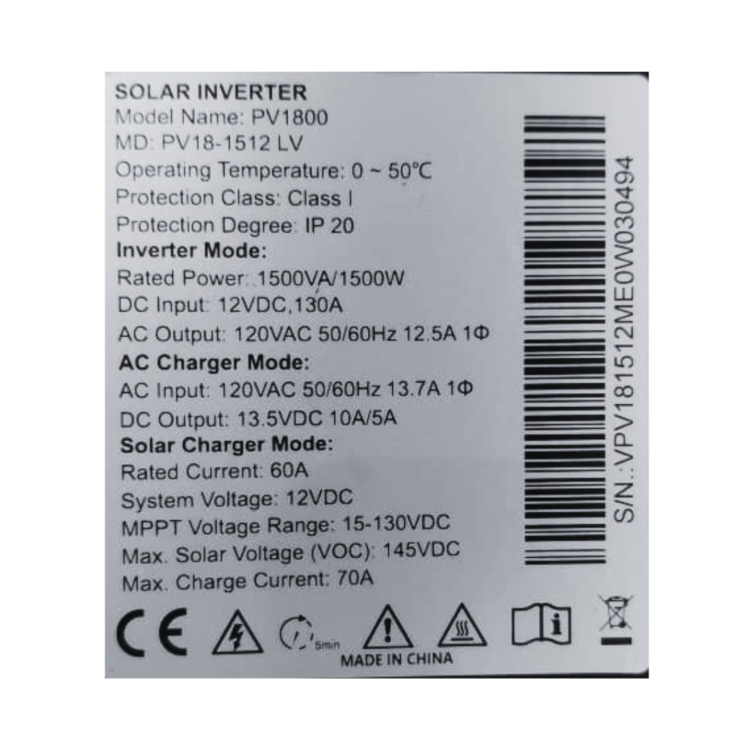 Inversor Híbrido Solar MUST 1KW 12V | Salida 120VAC