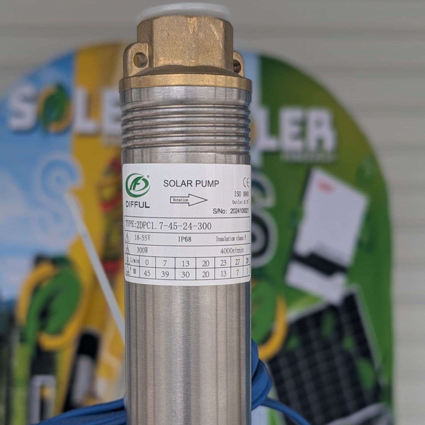 Bomba Solar Sumergible DPC 0.75" 45m 24V-300W