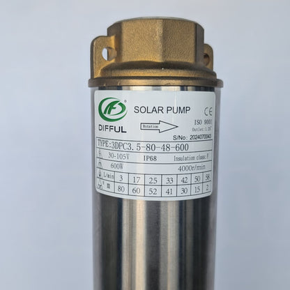 Bomba de Agua Solar Sumergible DPC 1.25" 80m 48V-600W