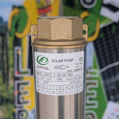 Bomba de Agua Solar Sumergible DPC 1.5" 50m 48V-600W