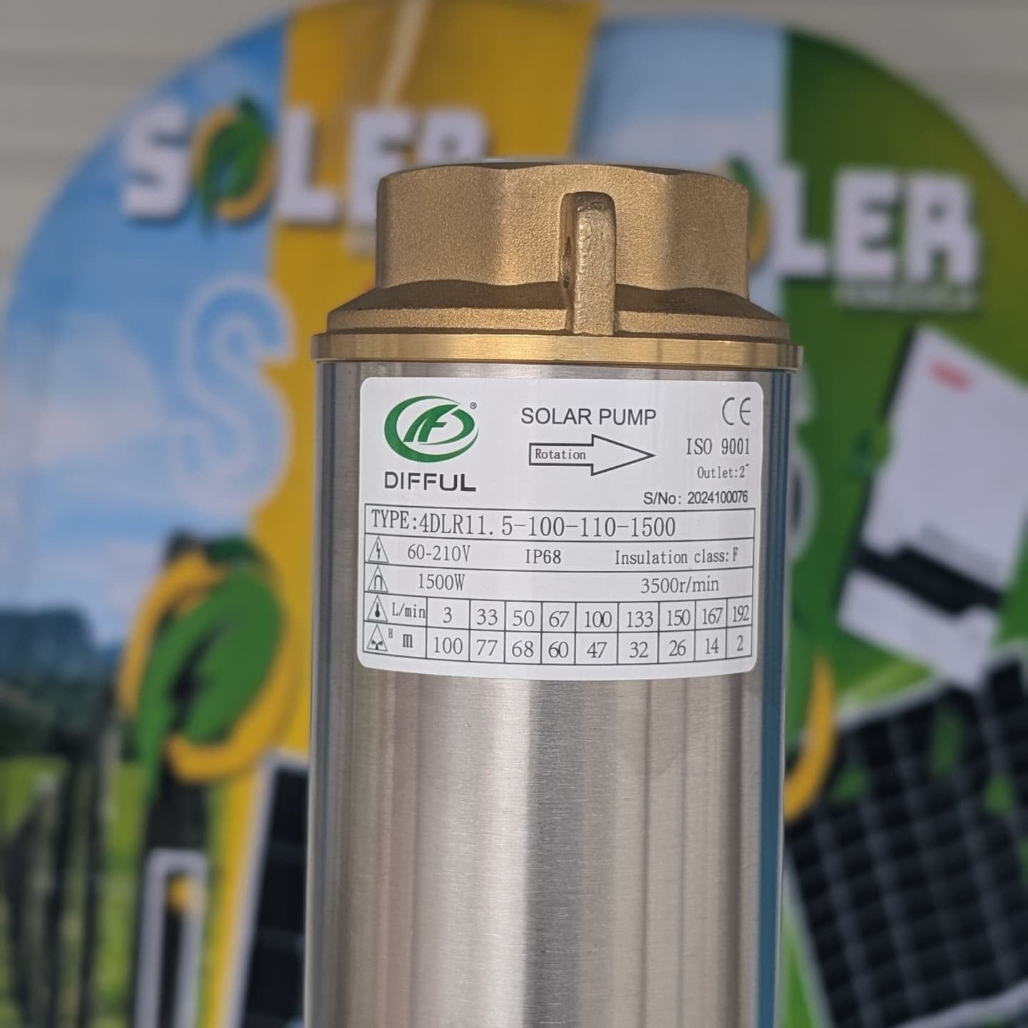 Bomba Solar Sumergible DLR 2" 100m 110V-1500W