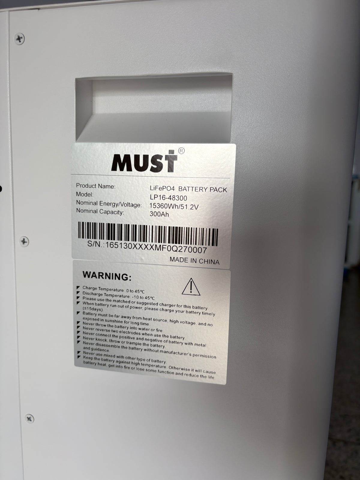 Batería de litio LifePO4 MUST 48V-300Ah | 6000 ciclos