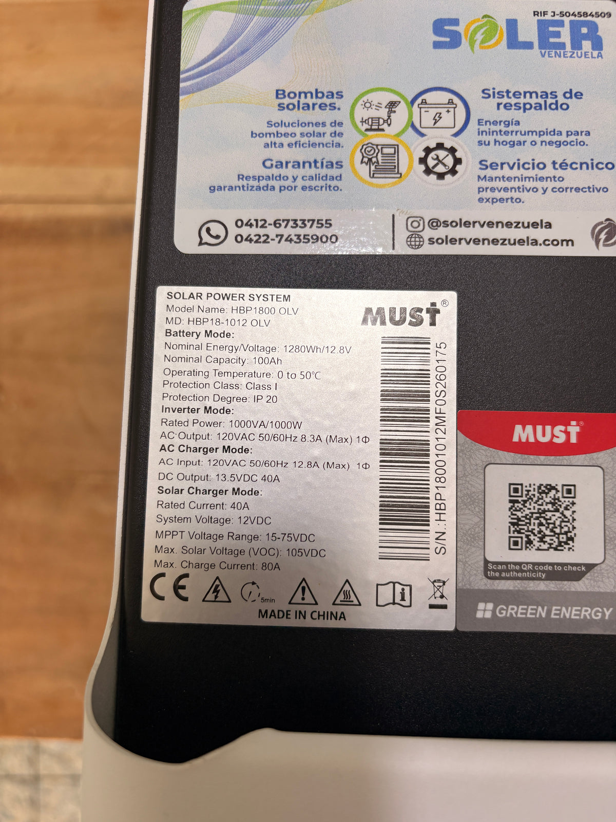 Inversor Portátil MUST 1KW 1.280w