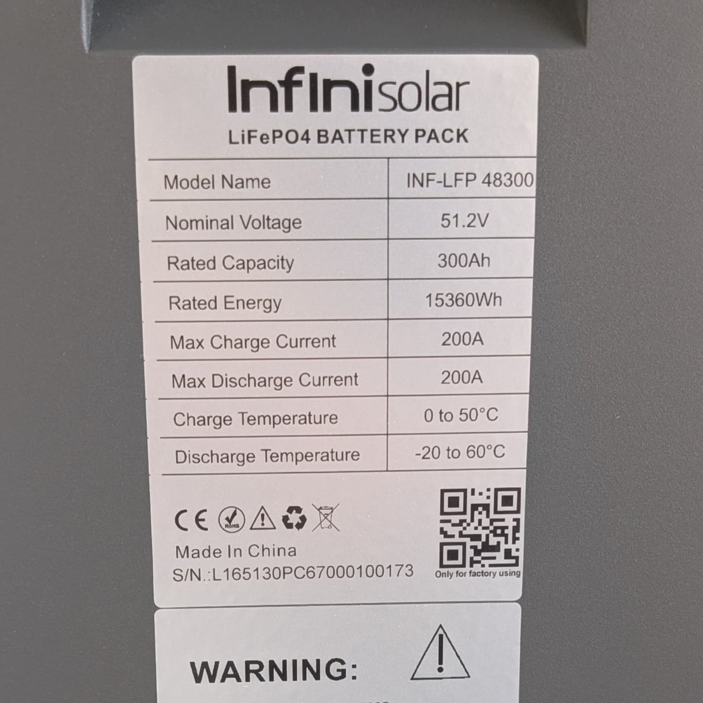 Batería de litio LifePO4 InfiniSolar 48V-300Ah | 6000 ciclos