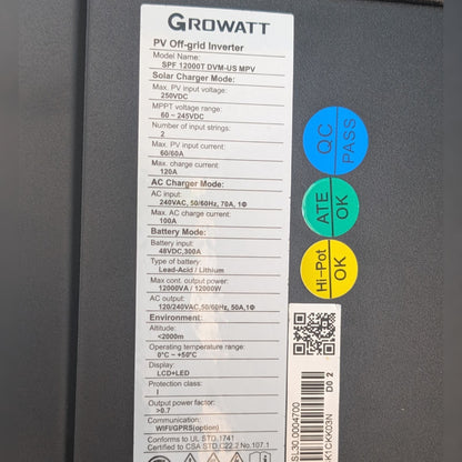 Inversor Híbrido Solar GROWATT 12KVA 48V-300A | 110/220V