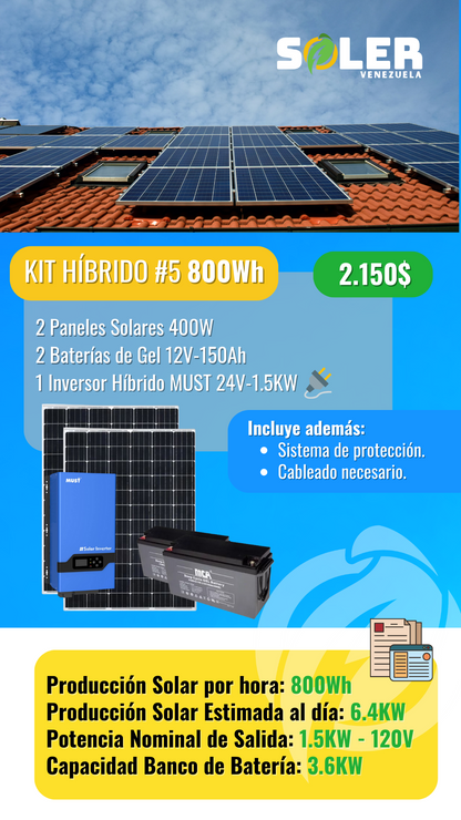 KIT SOLAR HÍBRIDO 800Wh