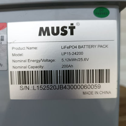 Batería de litio LiFePO4 MUST 24V - 200Ah | 6000 Ciclos