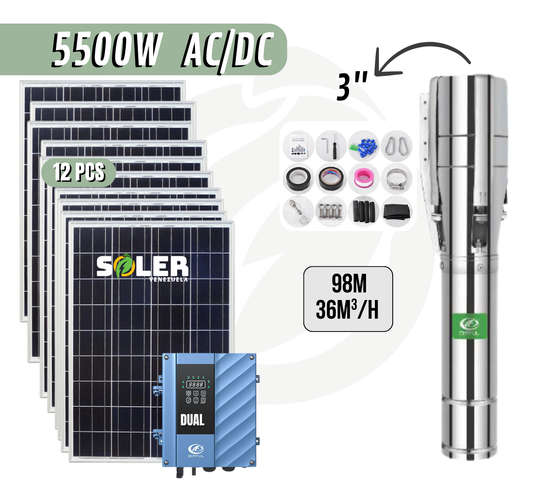 Bomba Solar Sumergible AC/DC DSC 3" 98m 5500W