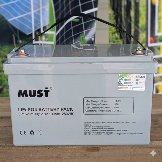 Batería de Litio LiFePO4 Must 12.8V - 100Ah | 6000 Ciclos