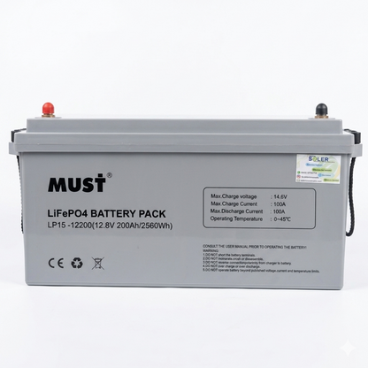 Batería de Litio LiFePO4 Must 12.8V - 200Ah | 6000 Ciclos