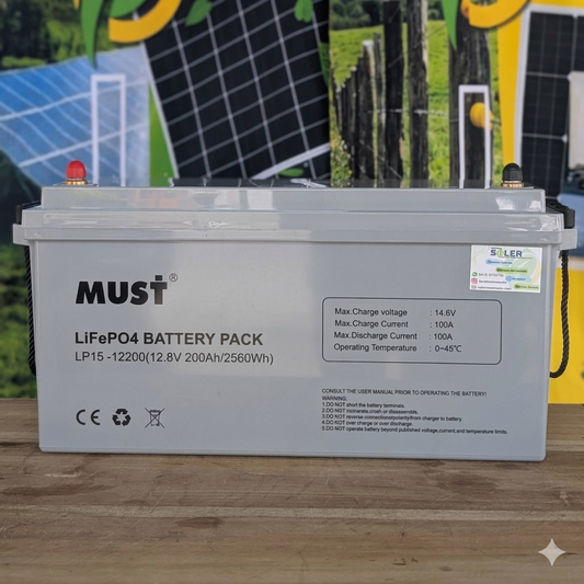 Batería de Litio LiFePO4 Must 12.8V - 200Ah | 6000 Ciclos